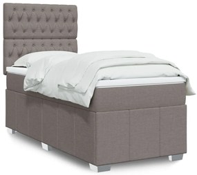 vidaXL Pat box spring cu saltea, gri taupe, 100x200 cm, textil