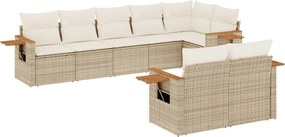 vidaXL Set canapele de grădină, 8 piese, cu perne, bej, poliratan