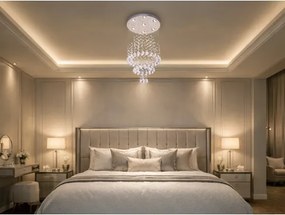 Plafonieră cu cristale LED NAURU LED/24W/230V Ø 40 cm crom lucios + telecomandă
