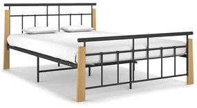 324900 vidaXL Cadru de pat,140x200 cm, metal și lemn masiv de stejar