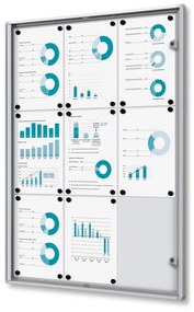 Vitrina informații interioare Economy 9 x A4 - spate din tablă, ignifugă, aluminiu