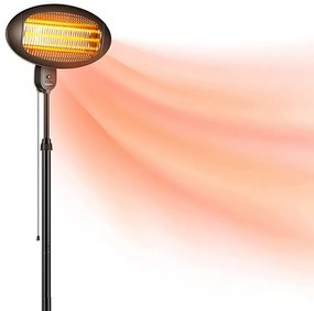 Resigilat: Lampa cu quartz pentru terasa/gradina Beper P203PAN002, 2000W, 3 trepte, Cap reglabil, Protectie la rasturnare, IP34, Negru