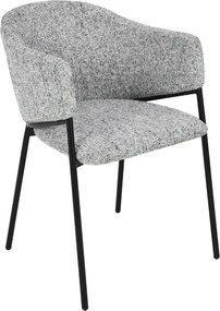 Set de 2 scaune aspect retro, Metal Negru, Chenille Gri, NOBLESSE A-47577 VC