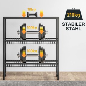 HOMCOM Raft depozitare, ajustabil în înălțime, metal stabil, design compact, capacitate de încărcare 210 kg, Negru | Aosom Romania