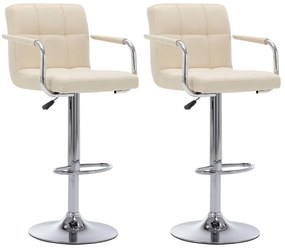 vidaXL Scaune de bar, 2 buc., crem, material textil