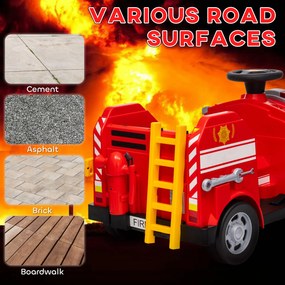 AIYAPLAY Mașină de pompieri, mașină electrică pentru copii, max. 3 km/h, sirenă, lampă de avertizare, unelte, pentru copii 3-5 ani | Aosom Romania