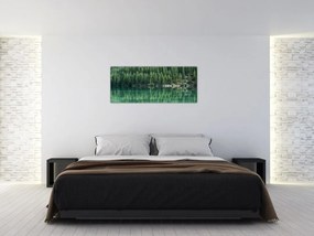 Tablou - Coniferi lângă lac (120x50 cm)