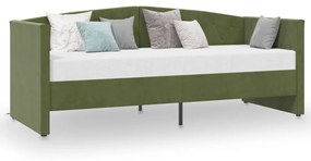 3080345 vidaXL Pat de zi cu saltea, verde închis, 90x200 cm, catifea, USB