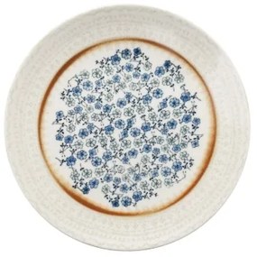 Set de veselă, 24 piese, porțelan, albastru/bej