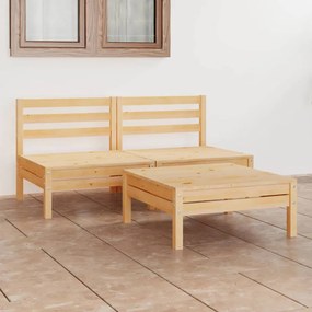 Set mobilier de gradina, 3 piese, lemn masiv de pin Maro, 1