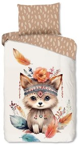 Lenjerie de pat pentru copii maro-bej din bumbac pentru pat de o persoană 140x200 cm Hay – Good Morning