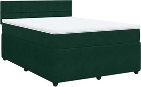 vidaXL Pat box spring cu saltea, verde închis, 160x200 cm, catifea