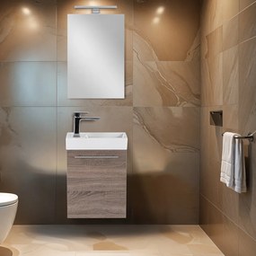 Mobilier de baie fantastic, cu lavoar, în culoarea stejarului York
