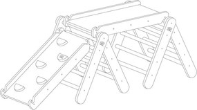 Triunghi Pikler de cățărat gri/în culoare naturală din lemn de pin 265x61x60 cm Montessori – Meowbaby