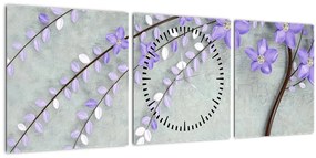 Tablou - ploaie violetă (cu ceas) (90x30 cm)