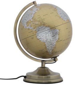 Decoratiune cu lumina ambientala glob auriu/argintiu din metal, ∅ 25 cm, Globe Mauro Ferretti