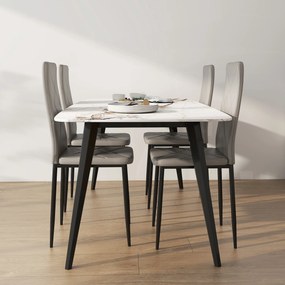 HOMCOM Set de 4 Scaune de Dining cu Spătar Înalt din Imitație de Piele și Oțel, 41x50x97cm, Gri | Aosom Romania
