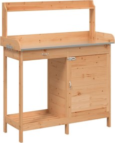 vidaXL Masă plantare cu dulap, maro, 110,5x45x124,5 cm lemn masiv brad