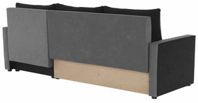 Coltar extensibil modern, cu spatiu depozitare, universal, stanga-dreapta, stofa gri negru, 219x139 cm, Bortis Impex