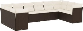 vidaXL Set canapele de grădină cu perne, 10 piese, maro, poliratan