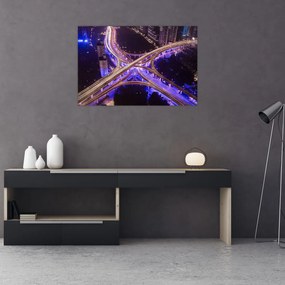 Tablou cu o interesecție mare noapte (90x60 cm)