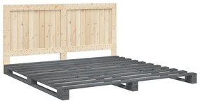 3281548 vidaXL Cadru de pat cu tăblie, gri, 180x200 cm, lemn masiv de pin