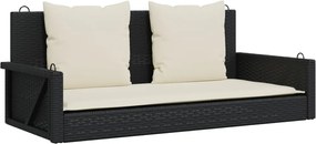 vidaXL Balansoar cu perne, negru, 119x56x48 cm, poliratan