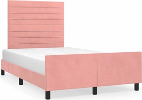 vidaXL Cadru de pat cu tăblie, roz, 120x200 cm, catifea