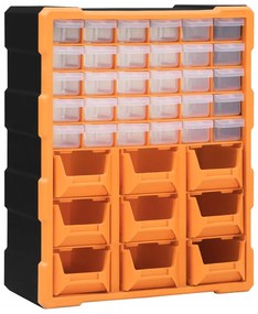 Organizator cu 39 de sertare, 38x16x47 cm Portocaliu si negru, 30 + 9 sertare, 1, 1