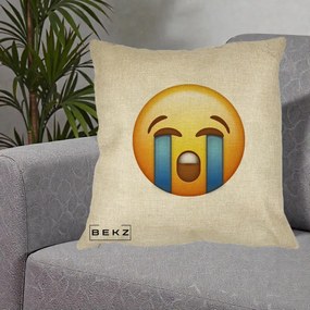 Perna Decorativa Emoji Plange, 40x40 cm, Crem, Husa Detasabila, Perna Inclusa, BEKZ®