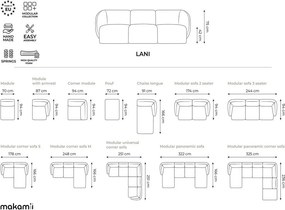 Canapea bej cu tapițerie din catifea 174 cm Lani – Makamii