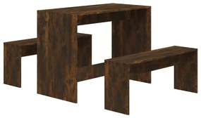 812969 vidaXL Set mobilier de bucătărie, 3 piese, stejar afumat, PAL