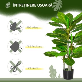 HOMCOM Plantă Artificială cu 33 de Frunze pentru Uz Interior și Exterior cu Ghiveci, Plantă Falsă în PEVA, PE și Ciment, 95 cm, Verde | Aosom Romania