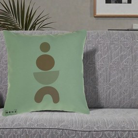 Perna Decorativa Geometric Boho Cercuri si Arc, 40x40 cm, Verde, Husa Detasabila, Perna Inclusa, BEKZ®