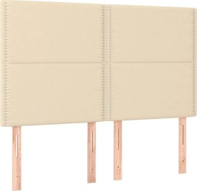 vidaXL Tăblie de pat crem 144x5x118/128 cm, material textil