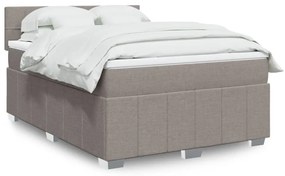 vidaXL Pat box spring cu saltea, gri taupe, 160x200 cm material textil