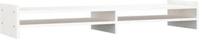vidaXL Suport pentru monitor, alb, 100x27x15 cm, lemn masiv pin