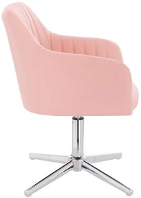 HC190NCROSS Scaun Roz din Piele Ecologica cu Bază Cromata