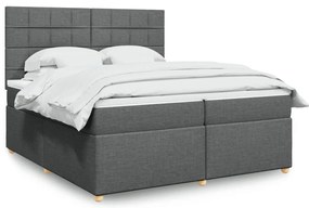 vidaXL Pat box spring cu saltea, gri închis, 200x200 cm, textil