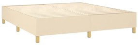 Pat box spring cu saltea, crem, 160x200 cm, material textil Crem, 160 x 200 cm, Design simplu