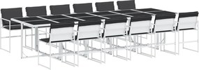 vidaXL Set mobilier de grădină, 13 piese, cu perne, alb, textilenă
