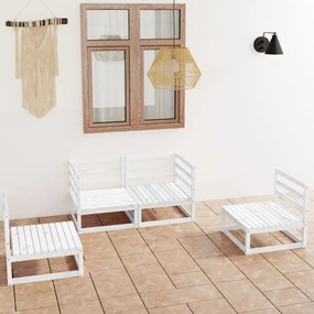 vidaXL Set mobilier de grădină, 4 piese, alb, lemn masiv de pin