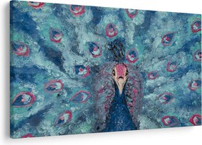 Tablou cu păun pictat (90x60 cm)