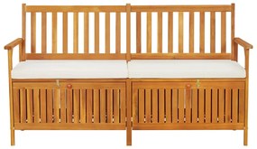 316737 vidaXL Bancă de depozitare cu pernă, 148 cm, lemn masiv de acacia