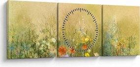 Tablou - Pajiște pictată (cu ceas) (90x30 cm)