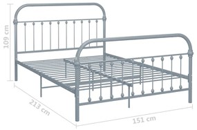 Cadru de pat, gri, 140 x 200 cm, metal Gri, 140 x 200 cm
