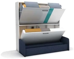 Set pat rabatabil orizontal suprapus cu canapea de 2 locuri - SMART BUNK SOFA SET(90X190)