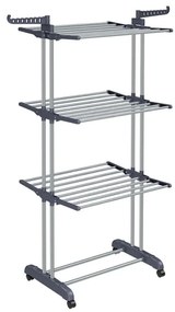 SongmicsHome Uscător de rufe ELTON cu 4 niveluri pe roți, 76x172x50 cm, gri