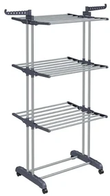 SongmicsHome Uscător de rufe ELTON cu 4 niveluri pe roți, 76x172x50 cm, gri