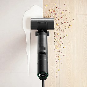 Aspirator vertical DREAME H12 Pro HHR25A, 300W, 0.7/0.9 l, 3 moduri, 35 min, Umed/uscat, Alerte vocale, LED, Uscare mop automată, Negru/gri